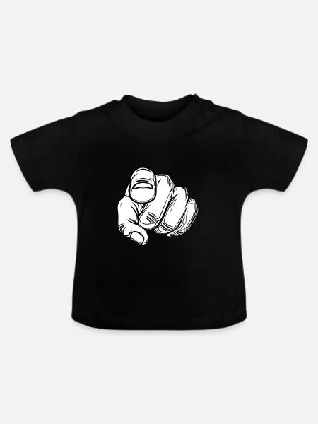 Zeigefinger mit Vector Hand - Baby Bio-T-Shirt mit Rundhals - Schwarz