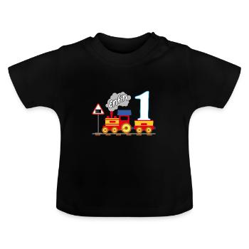 Premier anniversaire, enfin 1 an - T-shirt bio col rond Bébé - noir - Devant