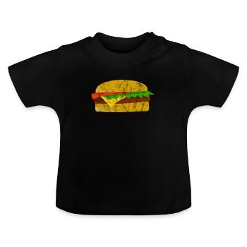 Burger - T-shirt bio col rond Bébé - noir - Devant