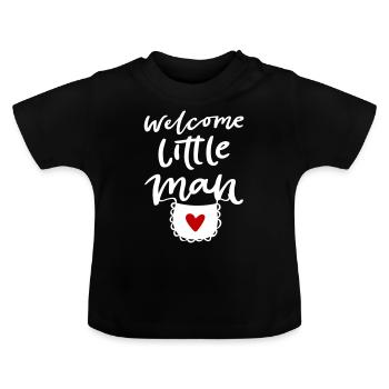 Baby Willkommen Junge Welcome Boy - Baby Bio-T-Shirt mit Rundhals - Schwarz - Vorne