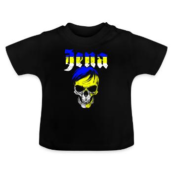 Crâne d’Iéna BLEU JAUNE BLANC - T-shirt bio col rond Bébé - noir - Devant