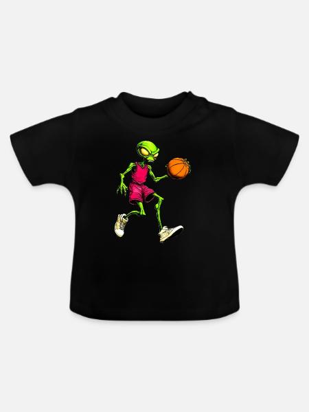 Basketball Aliens - Baby Bio-T-Shirt mit Rundhals - Schwarz