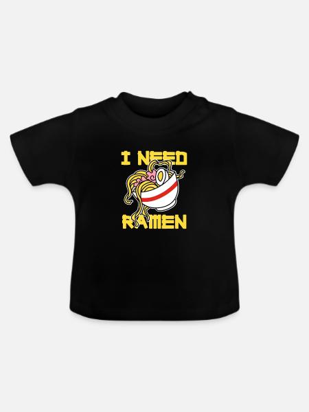 I Need Ramen - Baby Bio-T-Shirt mit Rundhals - Schwarz