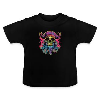Crâne de pirate psychédélique - T-shirt bio col rond Bébé - noir - Devant