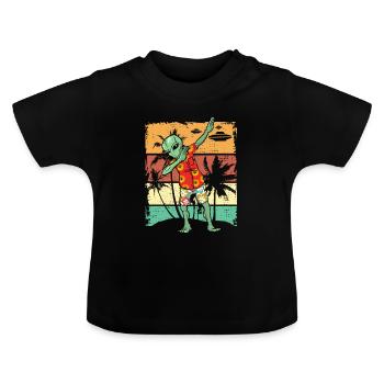 Dabbing Alien Retro Beach Geschenk Design Idee - Baby Bio-T-Shirt mit Rundhals - Schwarz - Vorne