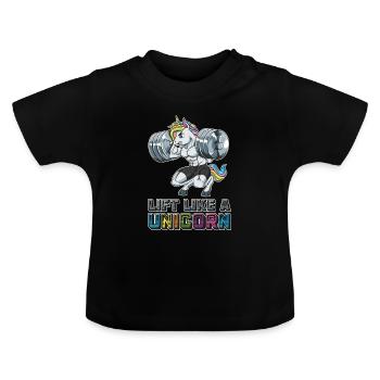 Lift Like A Unicorn | Fitness Gewichtheben Muskeln - Baby Bio-T-Shirt mit Rundhals - Schwarz - Vorne