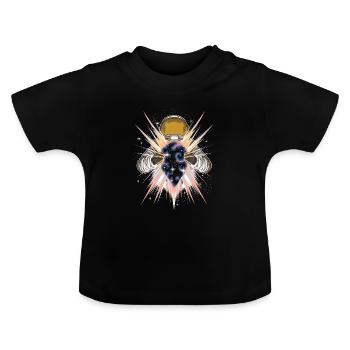 Space Light - Astronaut öffnet andere Dimension - Baby Bio-T-Shirt mit Rundhals - Schwarz - Vorne