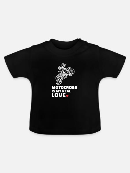 Ich Liebe Motocross - Baby Bio-T-Shirt mit Rundhals - Schwarz