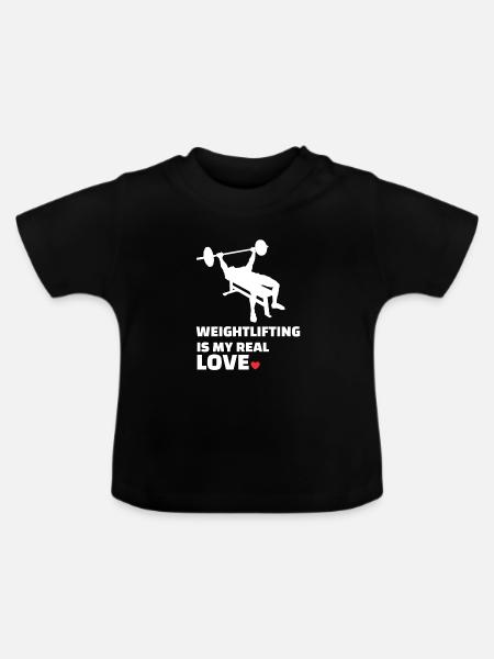 Ich Liebe Gewichtheben - Baby Bio-T-Shirt mit Rundhals - Schwarz