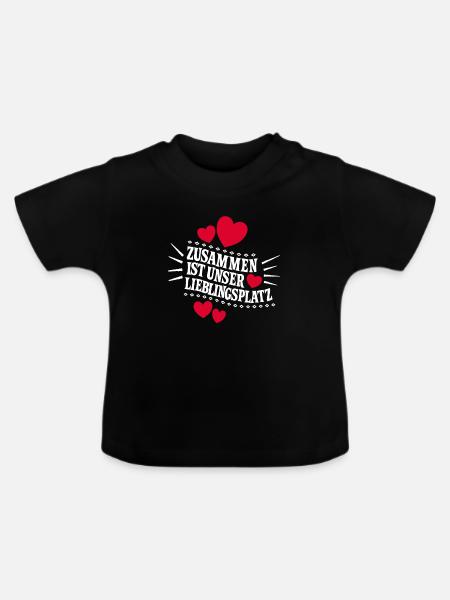 Zusammen ist unser Lieblingsplatz - Baby Bio-T-Shirt mit Rundhals - Schwarz