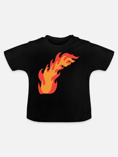 Flammen Feuer - Baby Bio-T-Shirt mit Rundhals - Schwarz