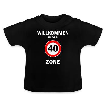 40. Geburtstag 40er Vierzigster 40 Zone Geschenk - Baby Bio-T-Shirt mit Rundhals - Schwarz - Vorne