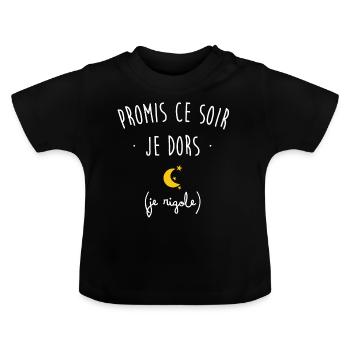 body promis ce soir je dors - T-shirt bio col rond Bébé - noir - Devant