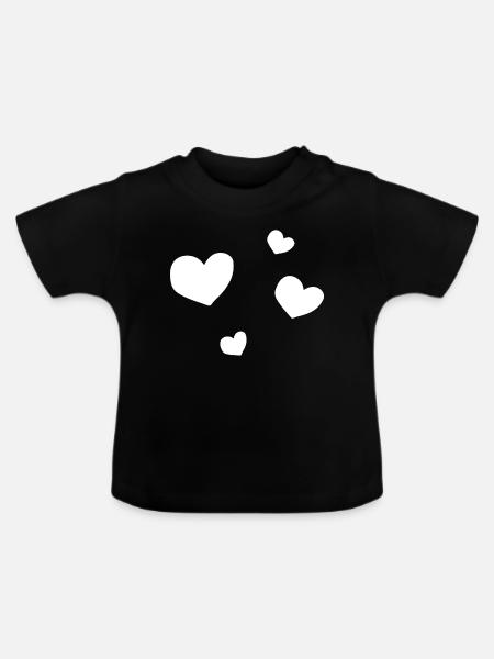 vier Herzen - Baby Bio-T-Shirt mit Rundhals - Schwarz
