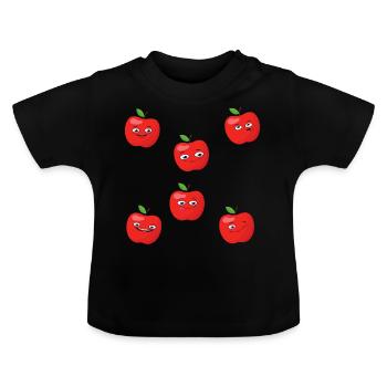 Apples - Baby Organic T-Shirt with Round Neck - black - Front