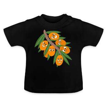 Sea buckthorn - Baby Organic T-Shirt with Round Neck - black - Front