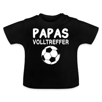 Papas Volltreffer Fußball - Baby Bio-T-Shirt mit Rundhals - Schwarz - Vorne