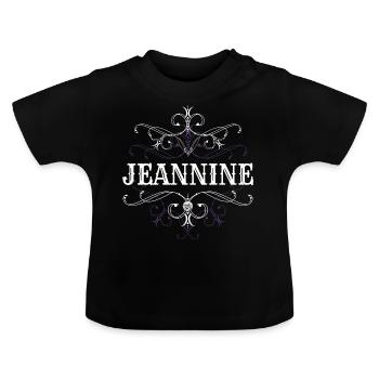 Jeannine Surname First name personalized - Baby Organic T-Shirt with Round Neck - black - Front