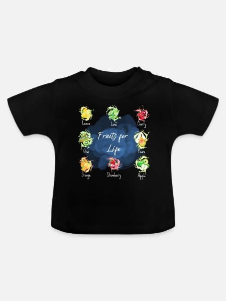 fruits for life - Baby Bio-T-Shirt mit Rundhals - Schwarz
