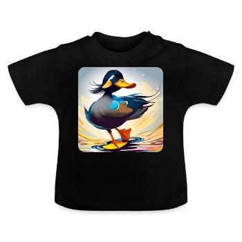 Funny and witty duck - Baby Organic T-Shirt with Round Neck - black - Front