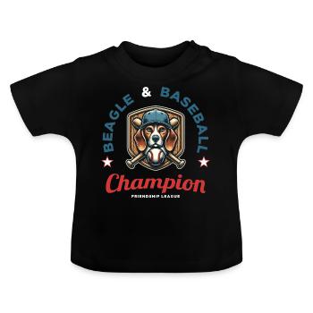 Fan of baseball, beagles and America - Baby Organic T-Shirt with Round Neck - black - Front