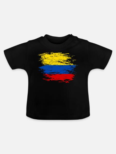 Kolumbien Flagge used - Baby Bio-T-Shirt mit Rundhals - Schwarz