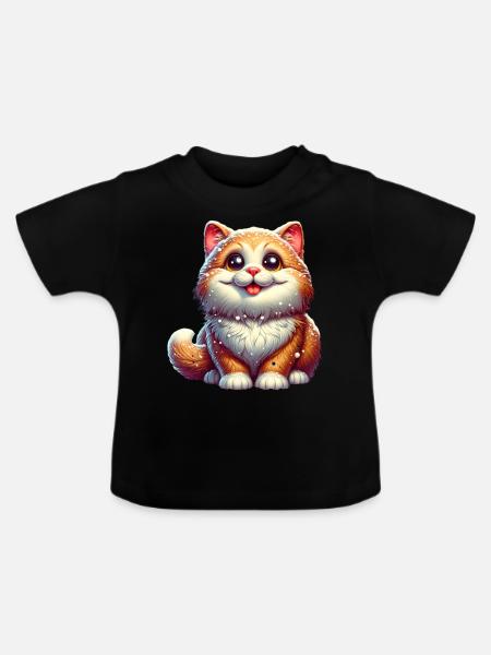 Süße Katze Winter Schnee - Baby Bio-T-Shirt mit Rundhals - Schwarz