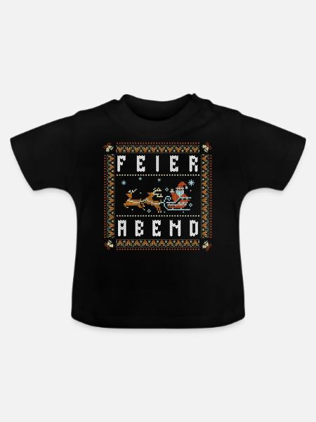 Feierabend Lustiger Weihnachtsspruch - Baby Bio-T-Shirt mit Rundhals - Schwarz