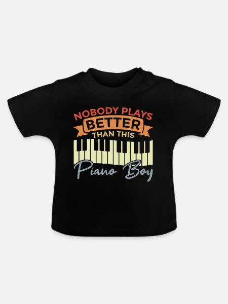 Klavierspieler Junge - Baby Bio-T-Shirt mit Rundhals - Schwarz
