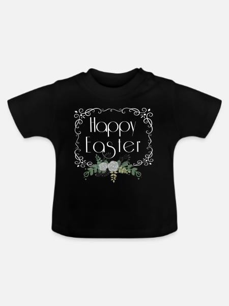 Happy Easter - Baby Bio-T-Shirt mit Rundhals - Schwarz