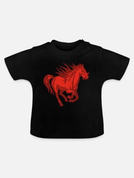 Dämonisches Pferd - Baby Bio-T-Shirt mit Rundhals - Schwarz