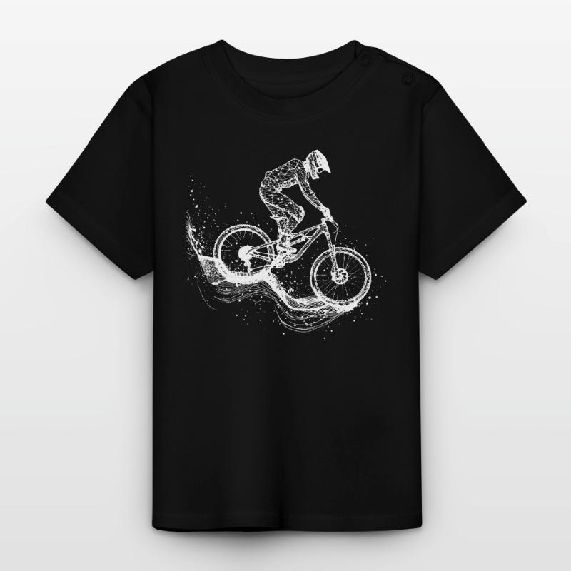 Mountain Biking Drawing Baby Organic T-Shirt with Round Neck