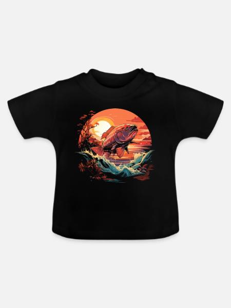 Angler Porträt - Baby Bio-T-Shirt mit Rundhals - Schwarz