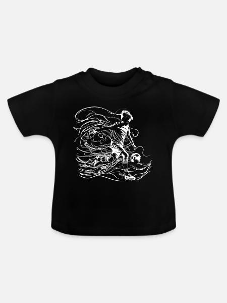 Fußball Junge Zeichnung - Baby Bio-T-Shirt mit Rundhals - Schwarz
