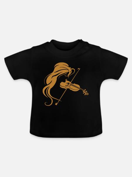 Geigerin Grafik - Baby Bio-T-Shirt mit Rundhals - Schwarz
