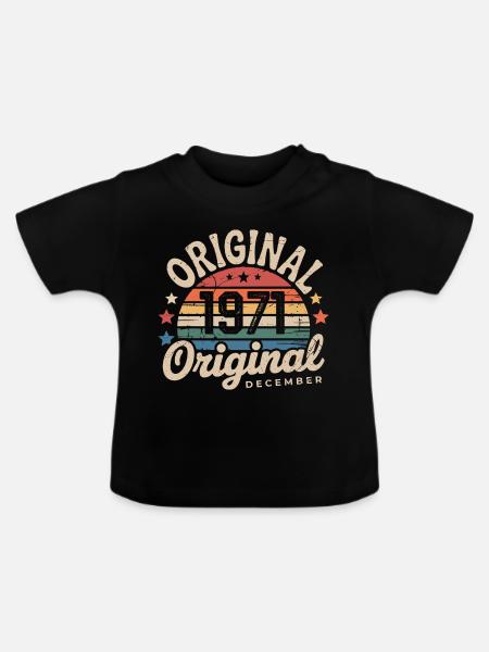 Geboren im Dezember 1971 - Baby Bio-T-Shirt mit Rundhals - Schwarz