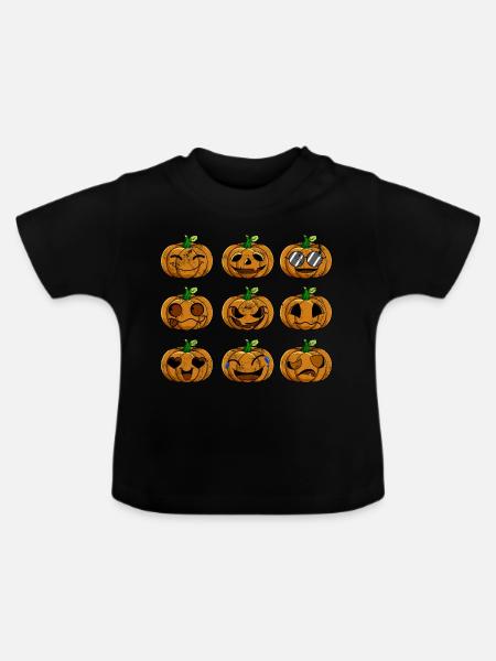 Halloween Kuerbis Emotionen Retro - Baby Bio-T-Shirt mit Rundhals - Schwarz