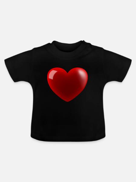 Herz - Baby Bio-T-Shirt mit Rundhals - Schwarz