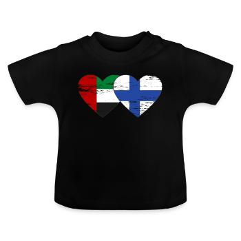 Vereinigte Arabische Emirate Finnland Flagge Herz - Baby Bio-T-Shirt mit Rundhals - Schwarz - Vorne