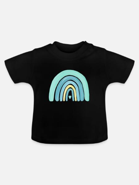 Bunter Regenbogen - Baby Bio-T-Shirt mit Rundhals - Schwarz