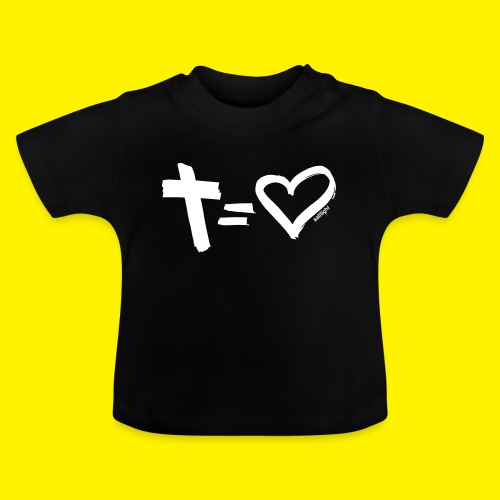 Cross = Heart WHITE // Cross = Love WHITE - Baby Organic T-Shirt with Round Neck