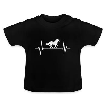Horse Horses Horse Owner Riding Horseman Gift - Baby Organic T-Shirt with Round Neck - black - Front