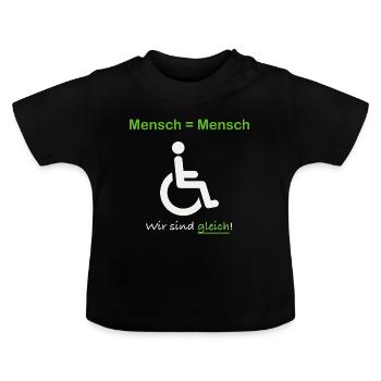 Wir sind gleich! Mensch ist mensch - Baby Bio-T-Shirt mit Rundhals - Schwarz - Vorne
