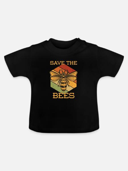 Save The Bees - Baby Bio-T-Shirt mit Rundhals - Schwarz