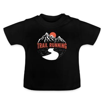 trail running mountain race t shirt - Baby Organic T-Shirt with Round Neck - black - Front