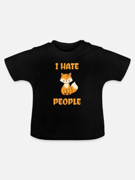 I Hate People Fuchs - Baby Bio-T-Shirt mit Rundhals - Schwarz