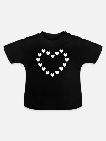 Herzen Herz - Baby Bio-T-Shirt mit Rundhals - Schwarz