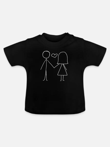 Liebe Liebespaar - Baby Bio-T-Shirt mit Rundhals - Schwarz