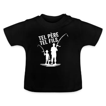 futur pêcheur comme papa cadeau pêcheur papa - T-shirt bio col rond Bébé - noir - Devant