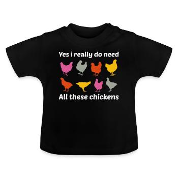 Hühnerliebhaber Geflügelzüchter Bauernhof Lustig - Baby Bio-T-Shirt mit Rundhals - Schwarz - Vorne